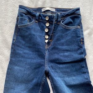 zara high waisted blue jeans
